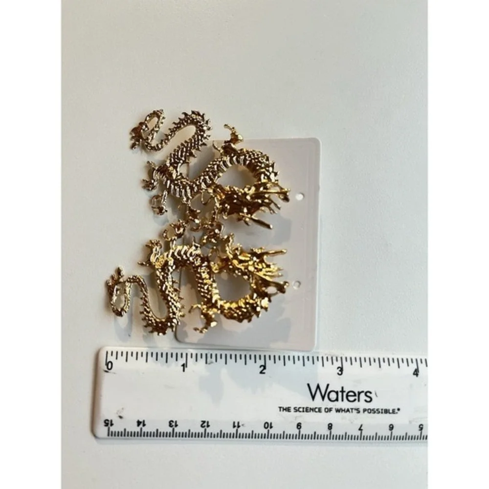 Dragon Statement Earrings Womens OS Gold Like New Mythical Celestial Studs‎